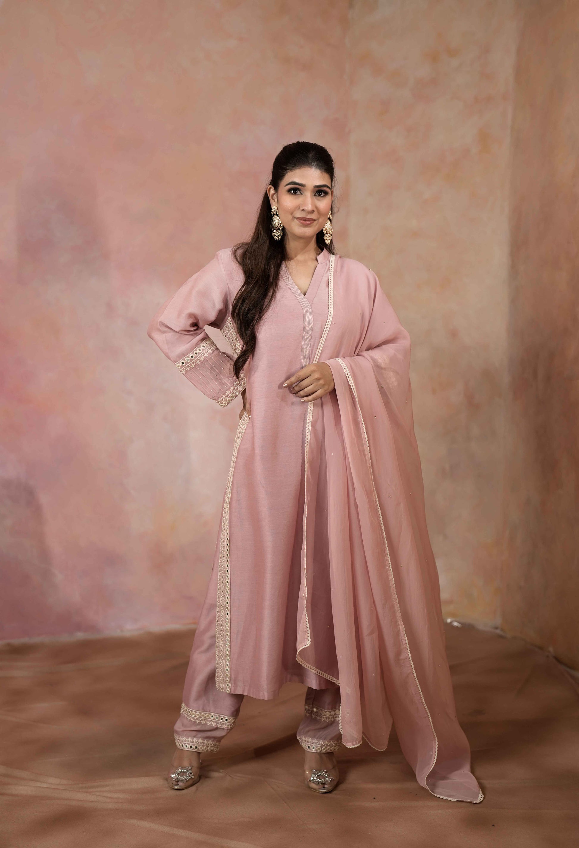 STRAIGHT KURTA SET WITH DUPATTA AND HAND EMBROIDERY