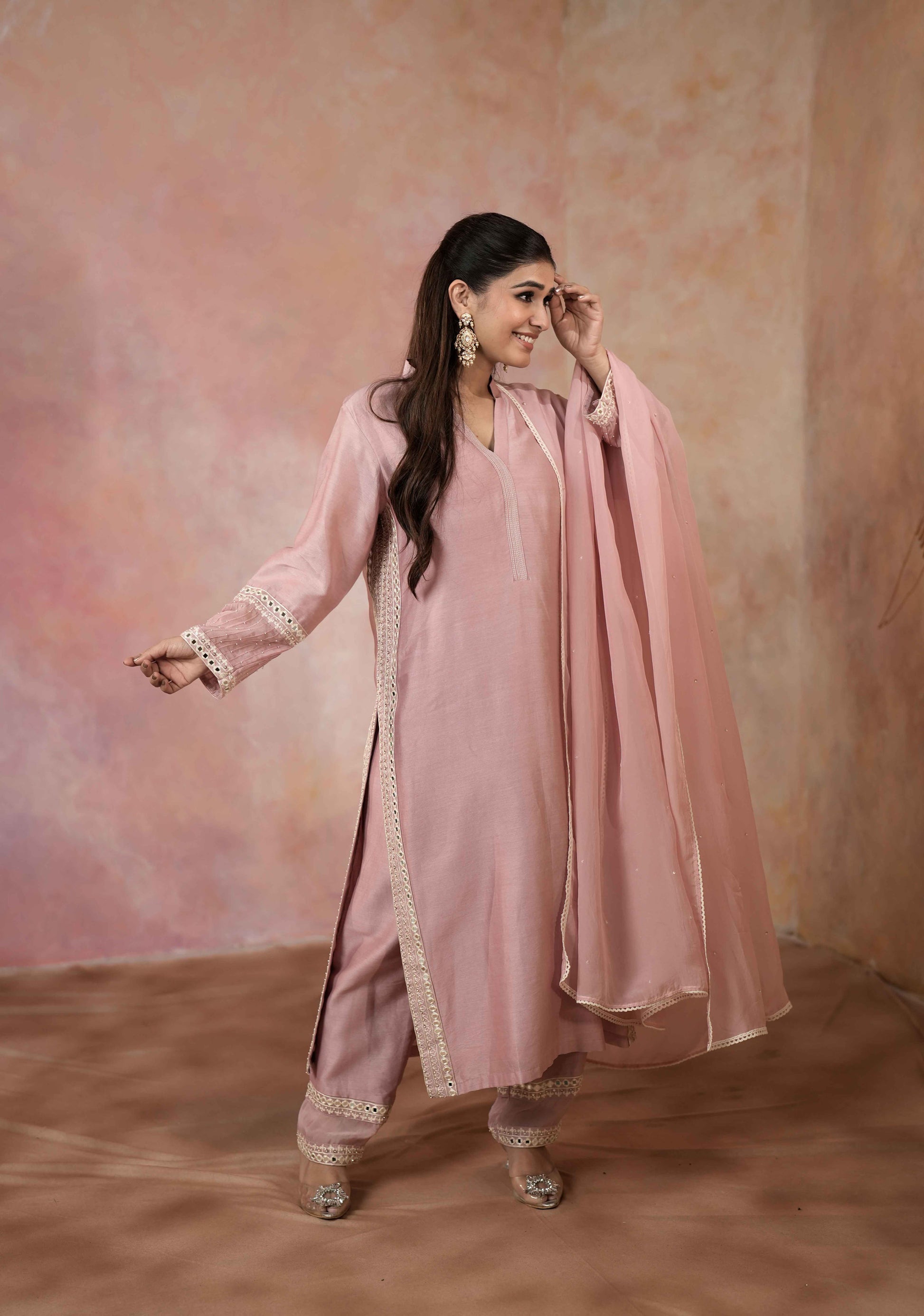 STRAIGHT KURTA SET WITH DUPATTA AND HAND EMBROIDERY