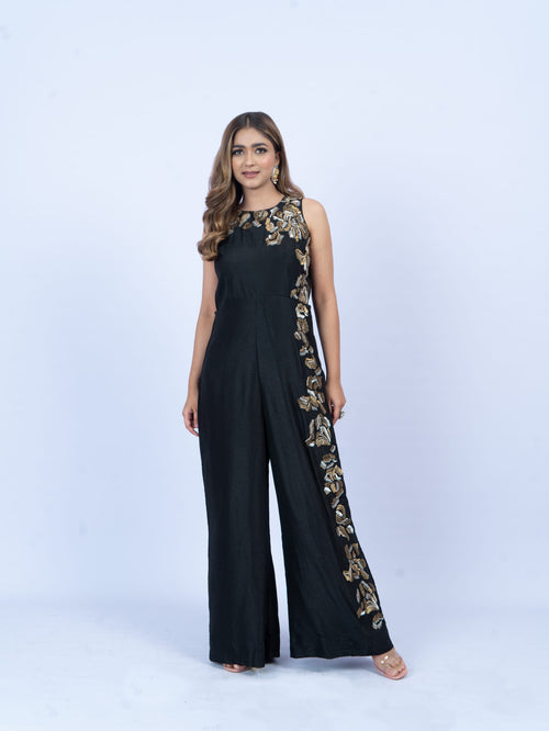 Embroidered sleeveless jumpsuit